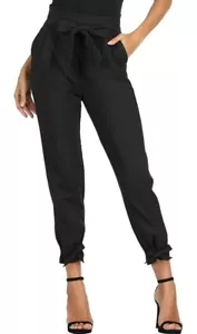 Grace Karin Black Tapered Paper bag Waist Pants Size 2xl NWT - Picture 1 of 9