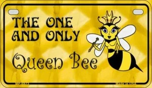 Queen Bee Yellow Novelty Metal MOTORCYCLE License Plate - Picture 1 of 3