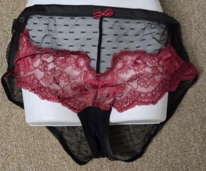 Adore Me Sheer Lace w/Opaque Lined Crotch Panties Black Maroon Size 1X Set of 3 - Picture 1 of 11