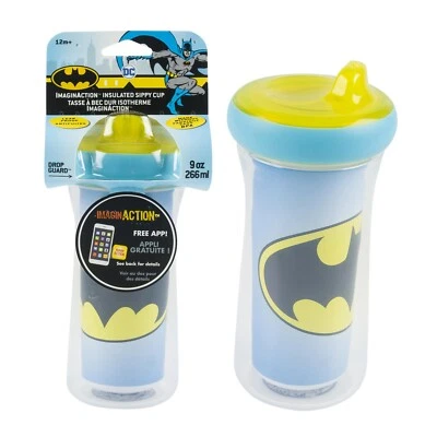 Paquete de tazas para sorber TOMY DC Batman con caño duro aislado, 9 OZ (Pack de 2) Foto 1 de 2