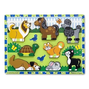 Melissa & Doug Haustiere Holzklobiges Puzzle - Hunde, Katzen, Kinder Lernspielzeug Geschenk - Bild 1 von 3