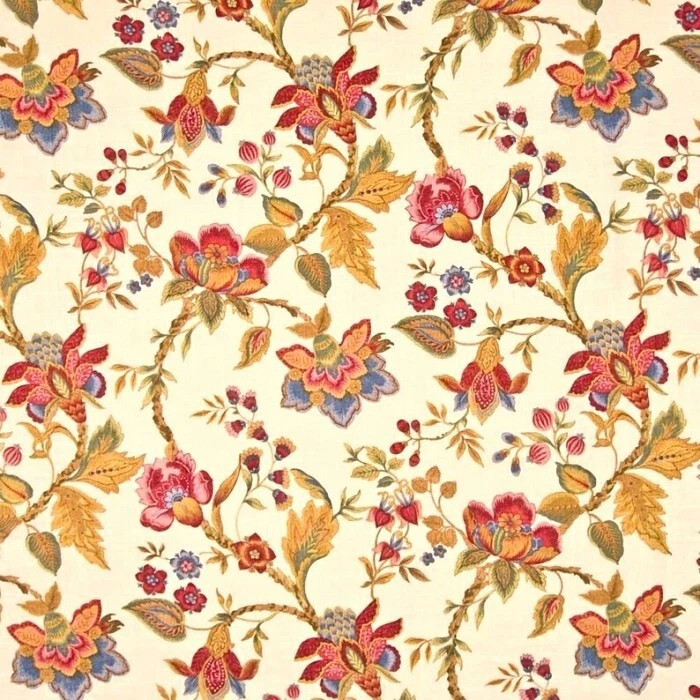 EDGAR PRESTON HALL FLORAL FABRICS ~ DOCUMENT RED ~ UPHOLSTERY /  CURTAINS *BTY - Image 1 of 1