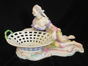 Meissen Große Figürliche Mandelschale mit Korb - Kaendler - 30 cm! - 19. Jhdt. - Bild 1 von 14
