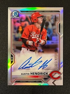 Austin Hendrick 2021 Bowman Chrome 1st Auto Refractor /499 Reds CPA-AH - Picture 1 of 2