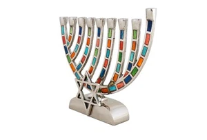 Menora Chanukka Multi Color Mini 9 Zweige Judaica für Chanukka Schabbat jüdisch - Bild 1 von 5