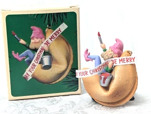 Elf Painting Fortune Cookie Hallmark Ornament 1984 Original Box - Picture 1 of 6