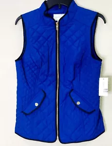 Charter Club Womens Blue Quilted Stand Collar Zip up Vest Size XS NEW - Picture 1 of 3