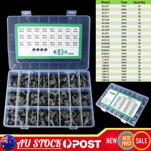 840Pcs 24 Values NPN PNP Transistor TO-92 Transistor Assortment Box Kit New - Picture 1 of 10