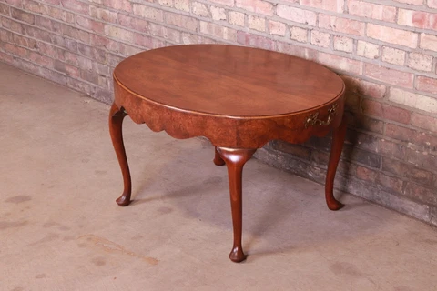 Baker Furniture Queen Anne Burled Walnut Coffee Table Cover
