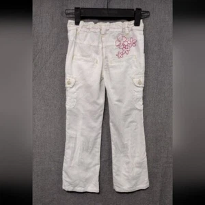 Orchestra France Linen Cotton Cargo Pants Kids 5 White Utility Casual Retro - Picture 1 of 9