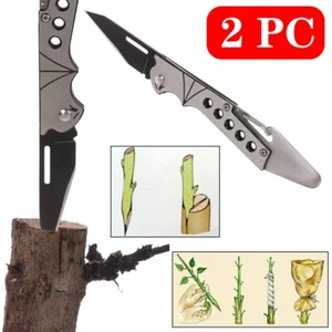 2 PCS Pocket  Plant Grafting Knife Pruning Budding Knife Plant Stem Cutter Tool - Picture 1 of 9