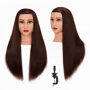 26"-28" Cosmetology Mannequin Head Human Hair Hairdressing Training Model Doll - Picture 1 of 12