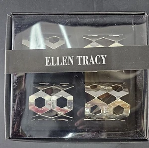 NUEVO SERVILLETERO ELLEN TRACY / LAZOS CORTINA (4) HEXÁGONO PLATEADO - Imagen 1 de 4
