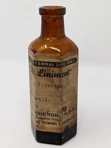 AMBER NOT TO BE TAKEN Hexagon RIBBED PANEL POISON BOTTLE Limerick Ireland RARE - Picture 1 of 6