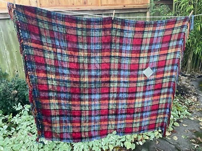 "Nuevo-Manta JC Penny Multicolor a Cuadros Chenilla con Flecos 50""X 60"" Nueva con Etiquetas" Foto 1 de 4