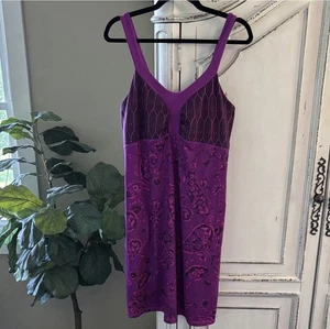 The North Face Purple Paisley Athletic Dress Built-In Bra, Size Large - Picture 1 of 7