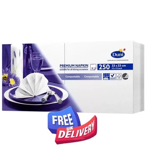 Duni Premium 33cm x 33cm 3-Ply White Paper Napkins Pack of 250 - Picture 1 of 1