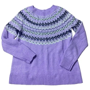 Talbots Lavender Fair Isle Embellished Sweater Damen M Perlen Fuzzy Knit - Bild 1 von 9