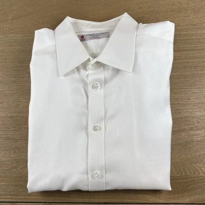 Мужская сорочка Turnbull & Asser 18 46 (2XLT) однотонная белая с французскими манжетами турбулин - Изображение 1 из 4