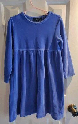 Vestido Lands End Azul Terciopelo Navidad Niñas Talla 5 Foto 1 de 4