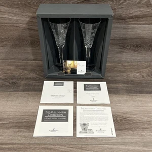 2er Set - Waterford Crystal Millennium - Peace Toast Flöten - OPEN BOX - Bild 1 von 3