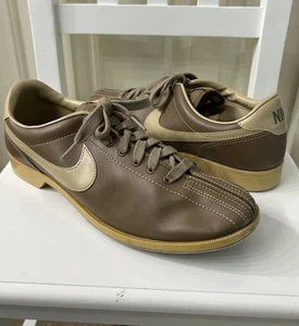 Vintage 80s Nike Bowling Shoes Mens Size 12 Brown Tan VTG 830507SN - Picture 1 of 11