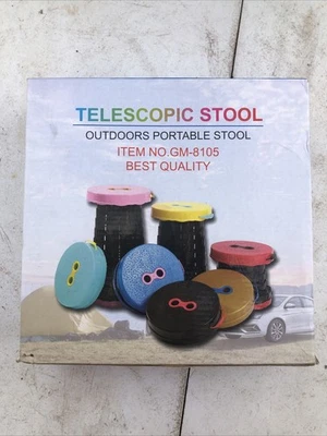 Folding Blue Stool Portable Telescopic Seat Chair Camping Retractable Outdoor - Image 1 of 3