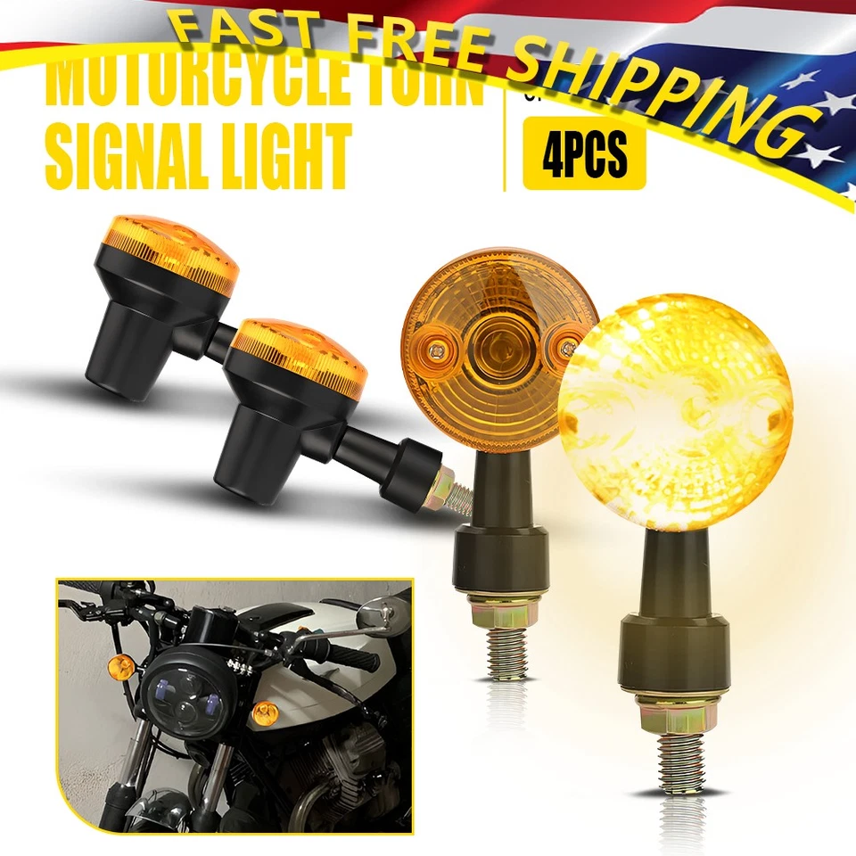 Luces intermitentes señales de giro para motocicleta negro ámbar ajuste Yamaha Kawasaki Honda EE. UU. Foto 1 de 4