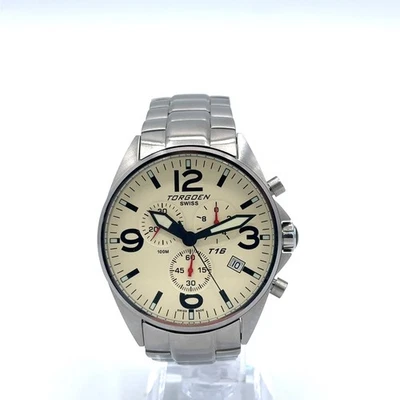 Reloj Torgoen T16 Beige Cronógrafo SIN USAR con pulsera de acero inoxidable  Foto 1 de 4