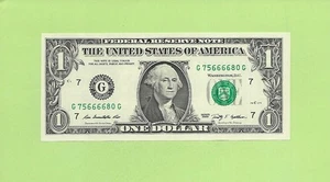 2009...UNCIRC $1 G 7566 6680 G... 2009 $1 G-G cuádruple centro '6666' - Imagen 1 de 2