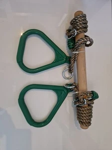 Kids Trapeze Swing Bar Rings Wooden Hanging Hoop for Training Play Toys - Picture 1 of 7