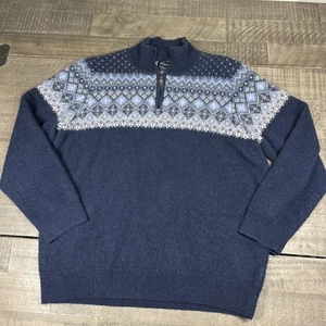 Daniel Hechter  100% Cashmere 1/4 Zip Fair Isle Nordic Sweater Men’s XXL - Picture 1 of 6