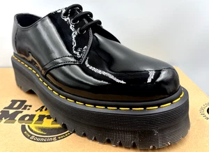 DR MARTENS BLACK 1461 QUAD PATENT LEATHER PLATFORM SHOES SIZE UK 7 EU 41 - Picture 1 of 6