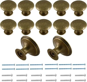 12 Stück Schrankknöpfe Metall Schubladenknöpfe rund Kommode Griff 12 Stück Messing - Bild 1 von 3