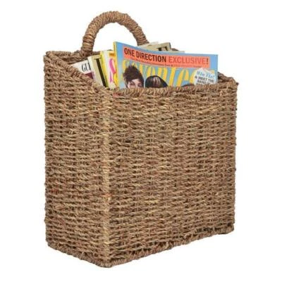 Rustic Woven Brown Storage Basket, Large Decorative Baskets, Magazine Holder - Image 1 of 4