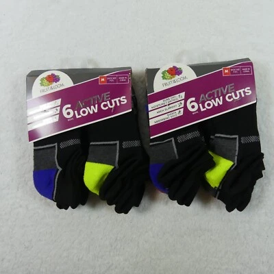 Fruit Of The Loom Socks Boys Medium Fits Shoe Size 9-2.5 Low Cuts Active 12 Pair - Image 1 of 4