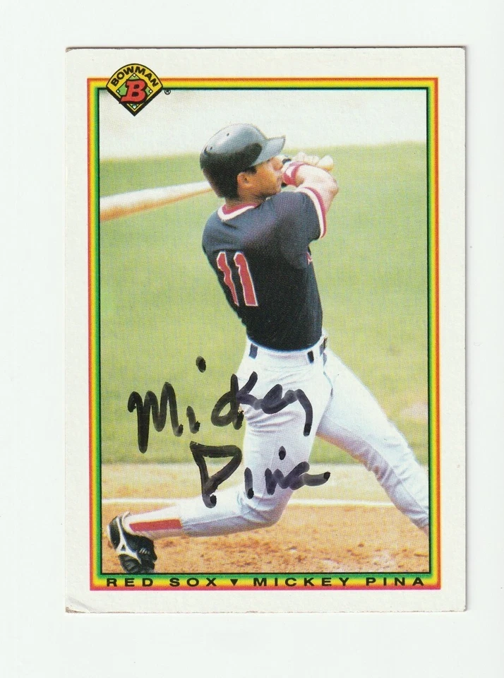 Mickey Pina Signed 1990 Bowman Card RC #270 Auto Boston Red Sox Autograph COA - Image 1 of 1