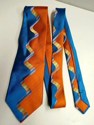 Corbata abstracta de diseñador Jerry Garcia para hombre - azul y naranja - ¡Nueva con etiquetas! Foto 1 de 4
