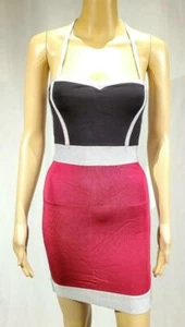 New Bebe Pink Silver Sparkle And Black Colorblock Bodycon Dress - Size S - NWOT - Picture 1 of 2