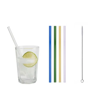 48 GLAS CAIPI lang Trinkhalme 200x8 mm bunt gemischt + 1 Reinigungsbürste - Bild 1 von 4