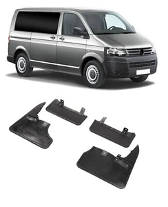 FITS VW TRANSPORTER T5 FRONT AND REAR BLACK MUD FLAPS SET 4PCS WITH BRACKET #4 - Bild 1 von 3