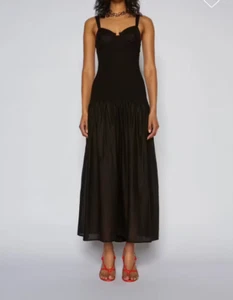 Vestido Scanlan Theodore Talla 6/US 2 Algodón Bralette Midi Ligero Cóctel - Imagen 1 de 15