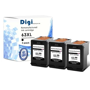 3 Stück Schwarz Generische Tintenpatrone 63XL für HP Envy 4520 4526 Officejet 3830 4650 - Bild 1 von 8