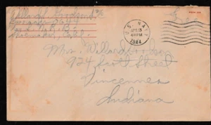1944 WWII U.S. Navy Free Mail Cover to Indian Red Cross Envelope, APO Shoemaker - Picture 1 of 2