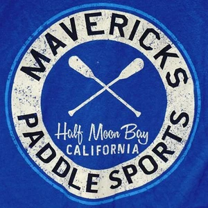 YOUTH MAVERICKS PADDLE SPORTS T SHIRT TEE HALF MOON BAY CA CALIFORNIA BLUE L - Picture 1 of 5