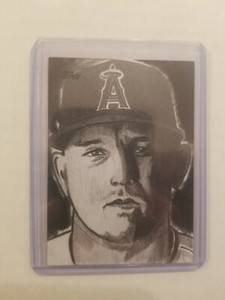 2021 Topps Update Sketch Card Mike Trout 1/1 - Art by: Juan Rosales Autograph