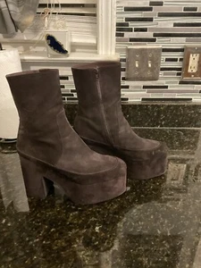 Dries Van Noten Mid-Calf Platform Sock Boots DD018 Brown Suede Size 38.5 - Picture 1 of 12
