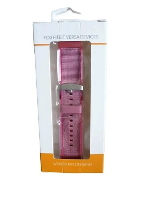 WithIt REPUESTO CORREA RELOJ NYLON TEJIDO PARA DISPOSITIVOS FITBIT VERSA, ROSA, NUEVO Foto 1 de 3
