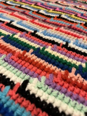 Manta hecha a mano multicolor afgana a rayas abuela boho colorida 66X55 Foto 1 de 4