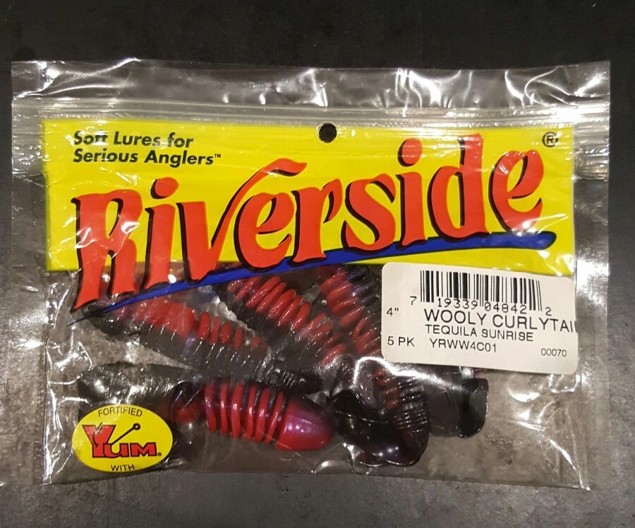 Riverside Lures - 4" Wooly Curlytail 5pk Tequila Sunrise - Image 1 of 2